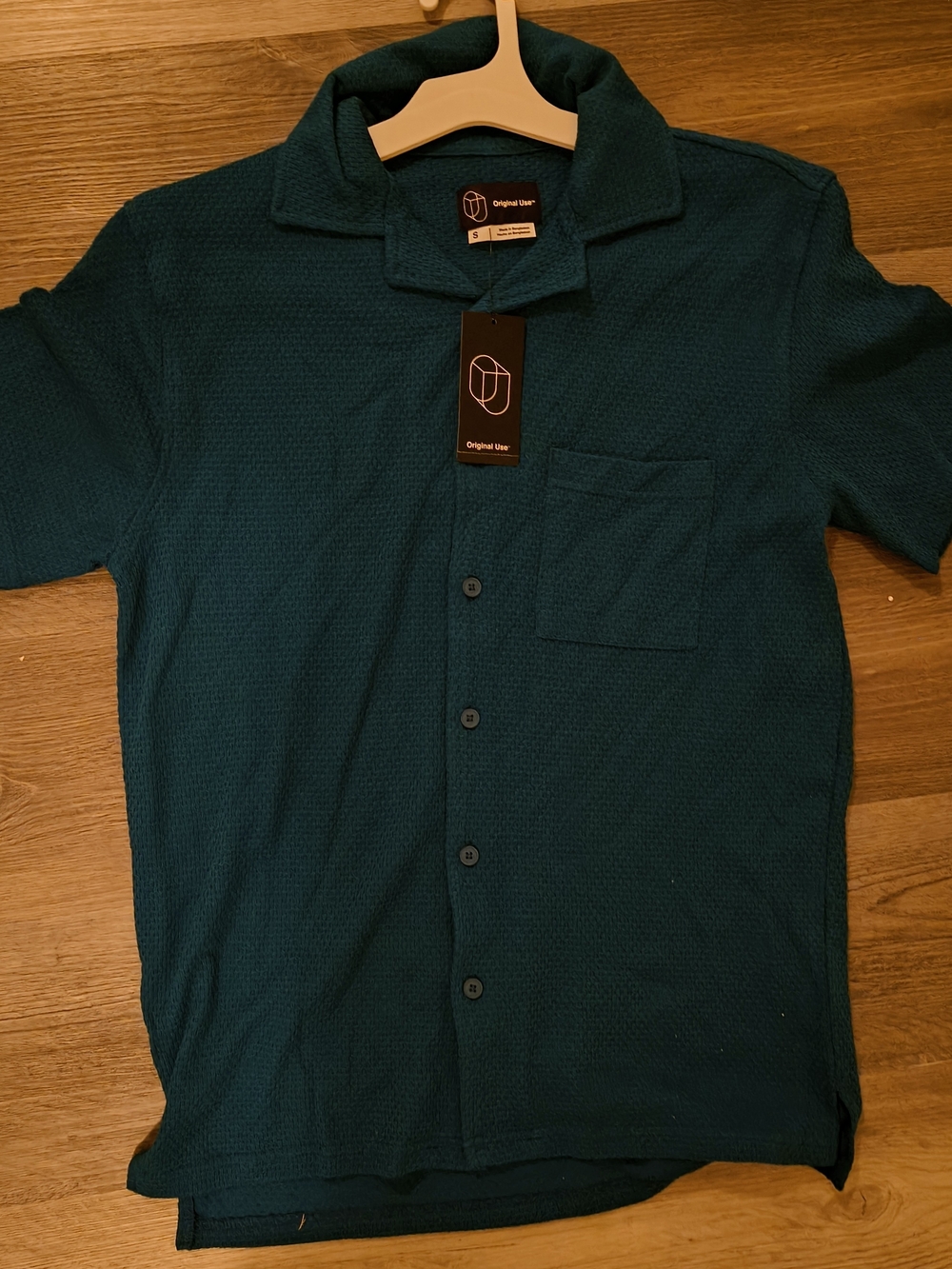 Original Use Men's Teal Short-Sleeve Button Shirt